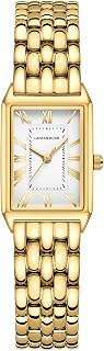 GAOFAN HOUR Gold Watches for Women with Vintage Rectangular Case,White Roman Dial,Stainless Steel Band,Adjustment Tool Included,Water Resistant