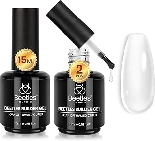 Beetles Builder Gel for Nails, 2 Pcs 8 in 1 Clear Building Gel | for Instant Apex Strengthening & Extension, Beginner Friendly DIY Salon at Home, Gifts for Women, UV & LED Lamp Cured Needed