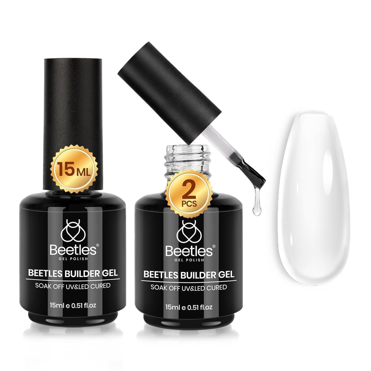 Beetles Builder Gel for Nails, 2 Pcs 8 in 1 Clear Building Gel | for Instant Ape