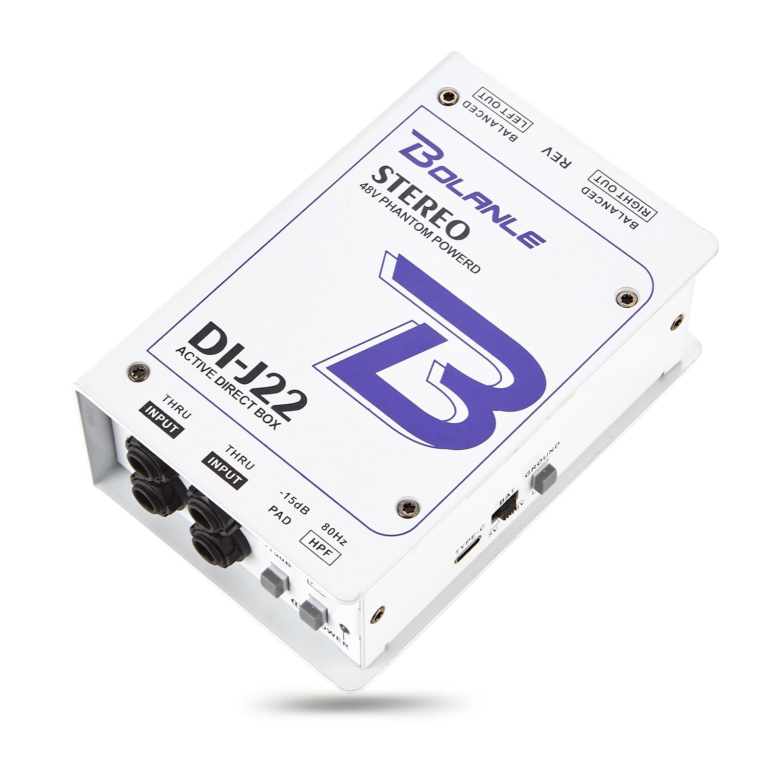 Bolanle J22 Direct Active Stereo DI Box, 48V/9V/USB Power Dual Channel | Three p