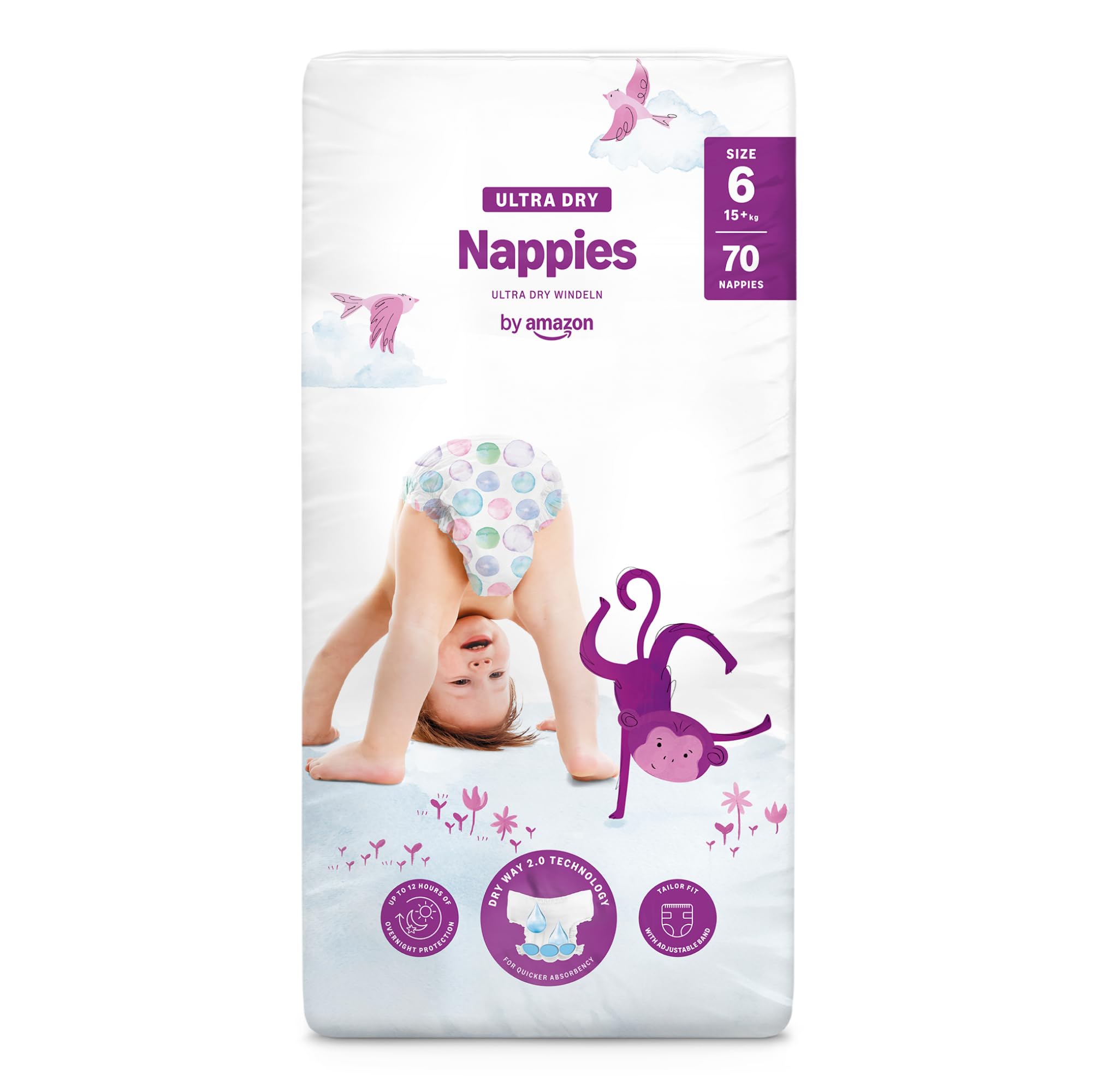 By Amazon Ultra Dry Nappies - Size 6 (15+ kg) - 70 count (1 pack of 70)