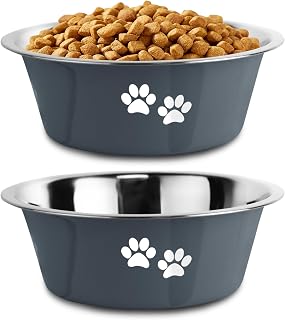 YUDANSI Stainless Steel Dog Bowls, 2Pack 2020ml Non Slip Cat Bowls