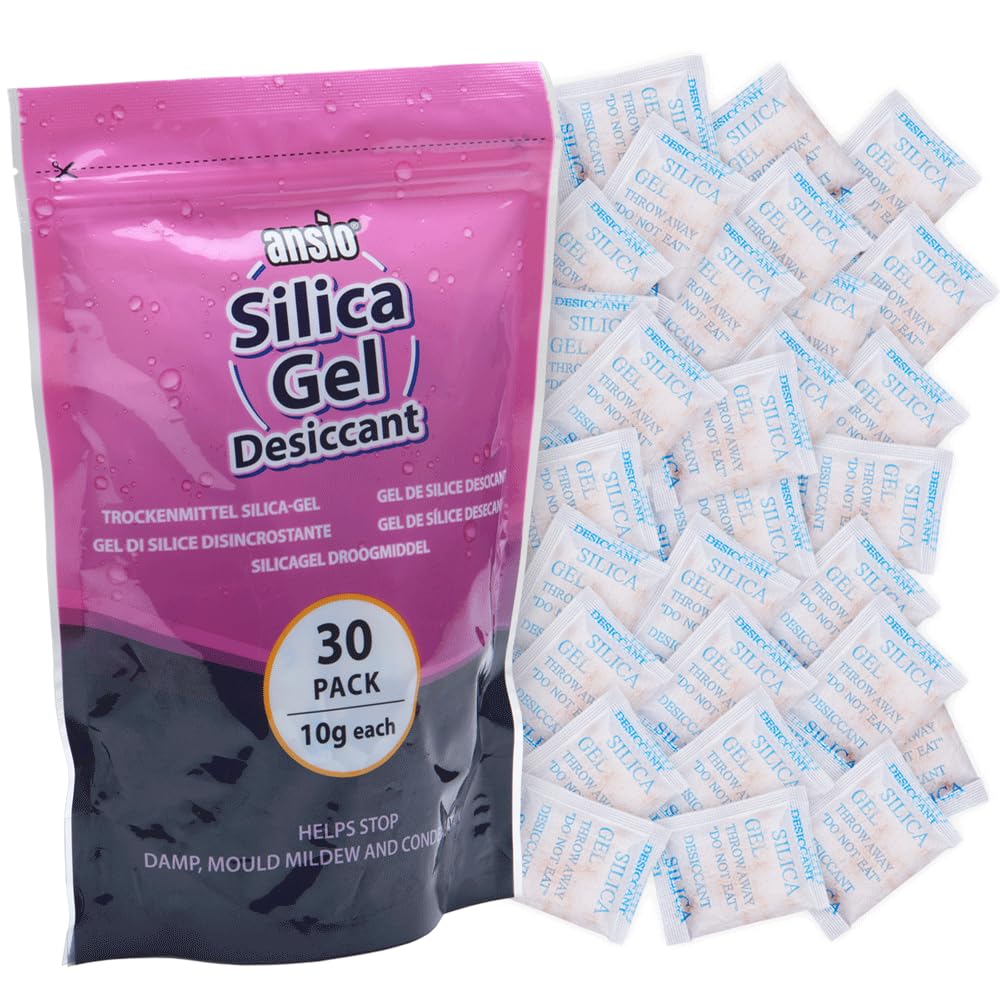 ANSIO 10 Gram Silica Gel Desiccant Sachets Moisture Absorbers - Pack of 30