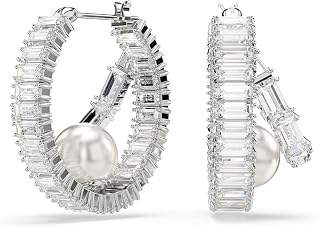 Swarovski Ariana Grande Collection, Clear Crystal & Pearls, Rhodium Finish Earrings