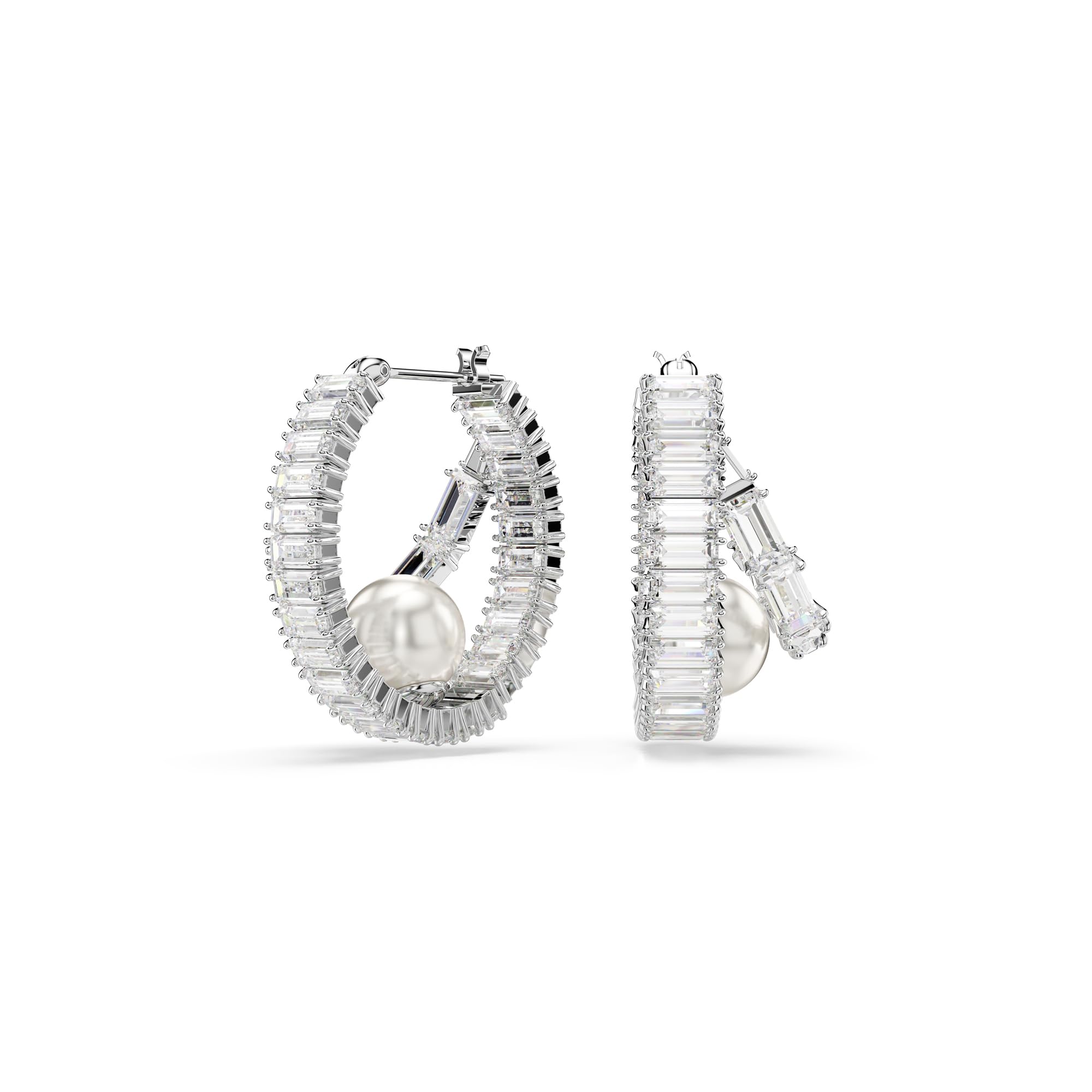 Swarovski Ariana Grande Collection, Clear Crystal & Pearls, Rhodium Finish Earri