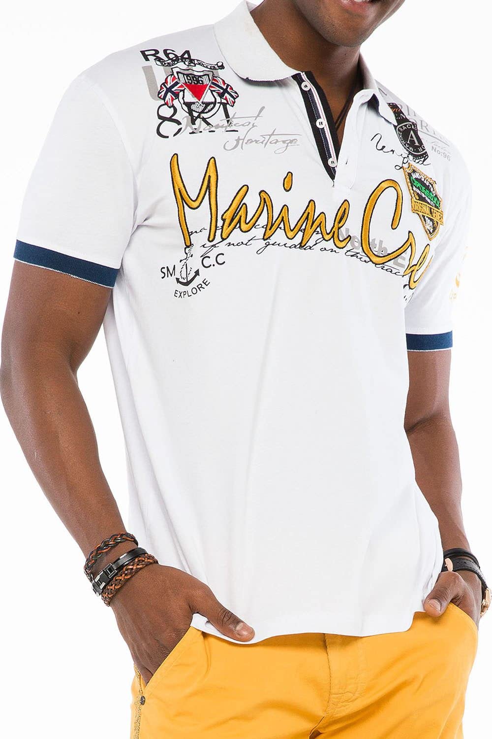 Cipo & Baxx Men's Casual Polo Shirt Short Sleeve T-Shirt Summer Slim Fit CT509