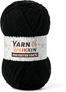 Soft Chenille Yarn for Crocheting, Fluffy Chunky Crochet Yarn for Baby Blanket, (1.76oz/65.6yds) Fuzzy Velvet Yarn for Amigurumi&DIY Puzzle、Crafts、Scarf(Black)