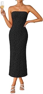ZESICA Women's Floral Strapless Bodycon Weeding Guest Dress