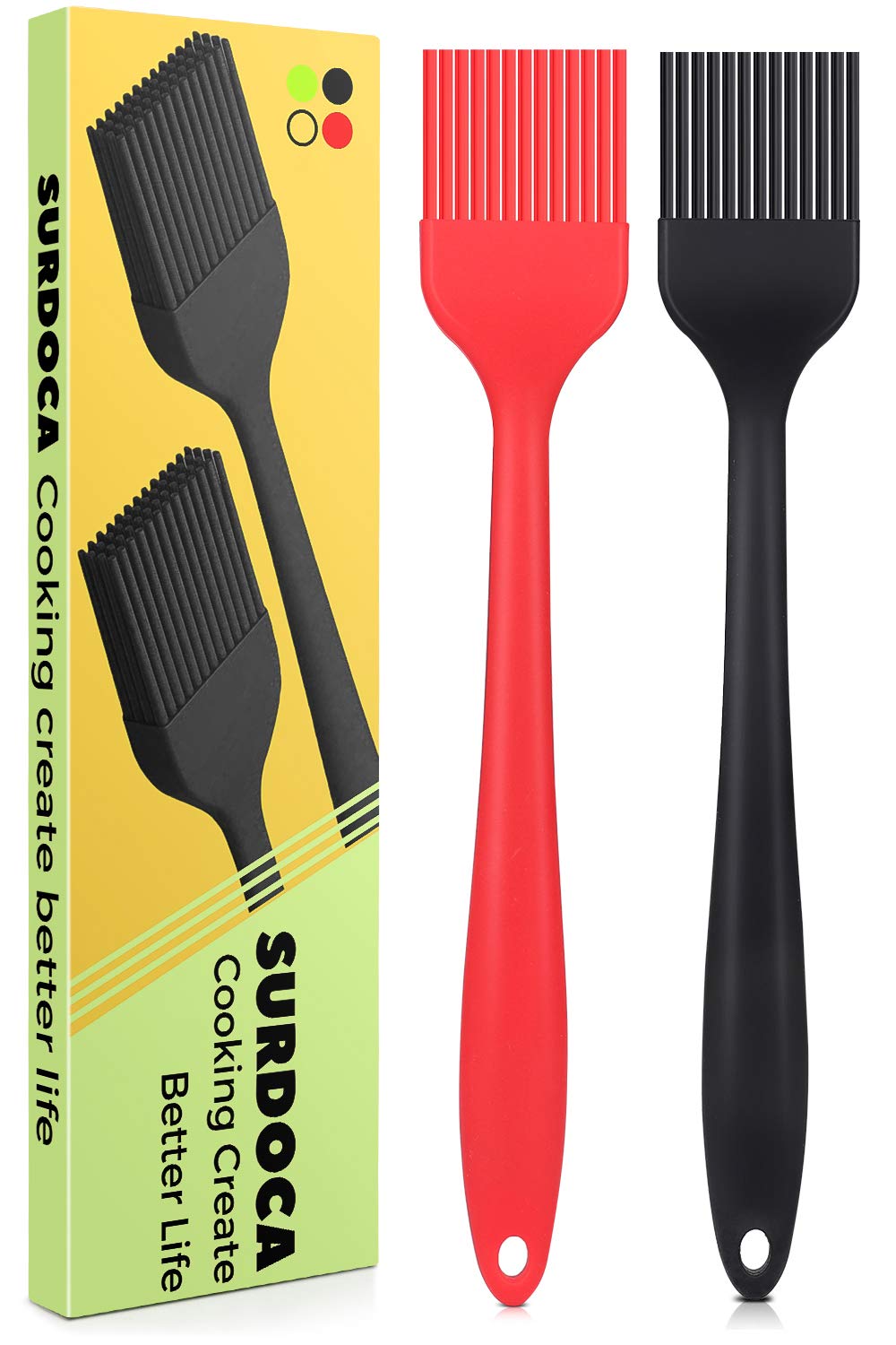 SURDOCA Silicone Pastry Basting Brush - 2Pcs 8.2" Heat Resistant Brush for Bakin