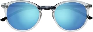 OPULIZE Met Large Comfortable Clear Black Arms Blue Mirror Lens Men Women Sun Readers UV400 S60-C +1.00