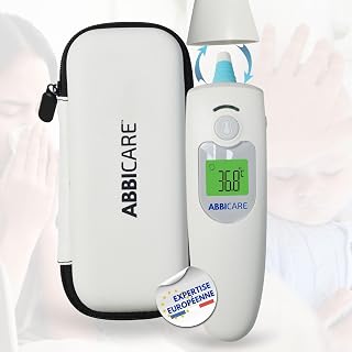ABBICARE Non-Contact Medical Thermometer – Forehead & Ear – Baby, Child & Adult – Results in 1 Sec – Reliable & Accurate – Infrared Digital – with Bag – Home or Pro Use