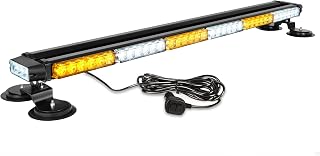 ASPL 38.5" 78 LED Strobe Light Bar Double Side Flashing | High Intensity Warning Flash Strobe Light with Magnetic Base for Safety Construction Vehicles Trucks Pickup (Amber/White)