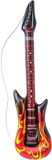 WIDMANN 04815 - Inflatable Rockstar Guitar With Flames And Strap, Adult Unisex, Length 105 cm, Pop Star, Punk, Musicians, Carnival, Theme Parties