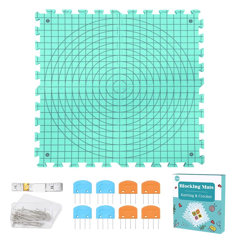 Yarniss Blocking Mat for Knitting &amp; Crochet, Grid Mat w/T-Pin 12.6" x 1