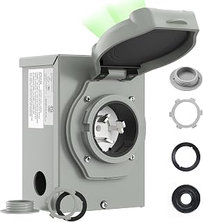 RVMATE Pre-Drilling 50 Amp Generator Inlet Box, NEMA SS2-50P Inlet Box | 125/250V, 6250/12500W 50a Power Inlet Box, ETL Listed, Waterproof for Outdoor Use