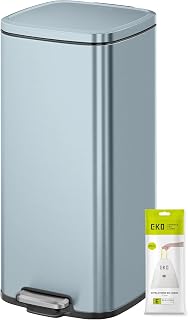 EKO Stella Pedal Bin 30 Litres, Stainless Steel Step Stool with Soft Close Lid, Removable Inner Bucket, Perfect for Kitchen, Home, Office, Titanium Blue