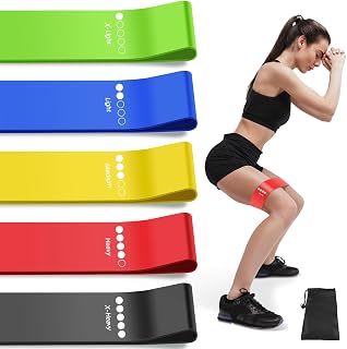 Resistance Bands for Working Out, Exercise Bands Resistance Bands Set with 5 Resistance Levels, Multi-Colored Workout Bands for Indoor and Outdoor Fitness, Leg Strength Training, Rehab, Yoga
