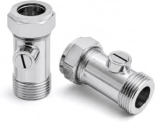 Pipestation Flat Faced Isolation Valve 15mm x 1/2 Inch BSP Male, Straight Compression Service Valve for Flexible Tap Connectors, Hot and Cold Water, 2 Pack
