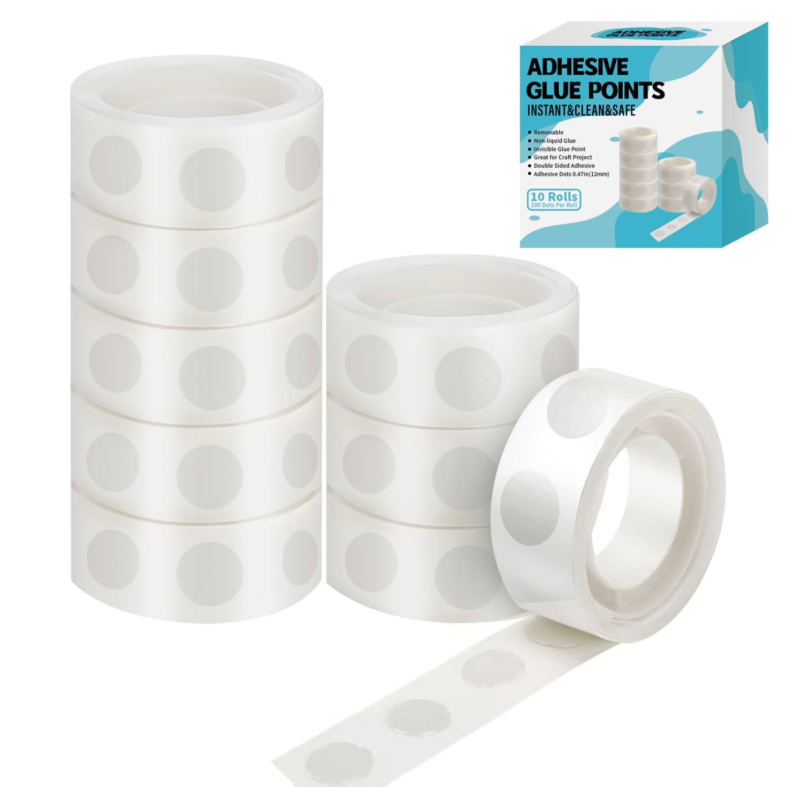 gegemaoyi 1000Pcs Clear Glue Dots Double Sided Adhesive Points for Balloons Craf