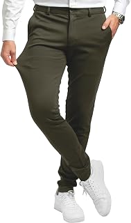 Performance Pants Men's Slim Fit Stretch Trousers Green M 32x34