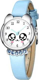 KDM Kids Watch Girls Boys: Easy Reader Arabic Numerals Cute Analog Waterproof Pink Leather - Child Teaching Time Wrist Watches Age 3-10 - Birthday Gifts