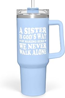 SANDJEST Sisters Gifts from Sister - Tumbler 40oz Stainless Steel Insulated with Handle and Straw Christmas Birthday Friendship Gifts for Soul Sister BFF Bestie Best Friends