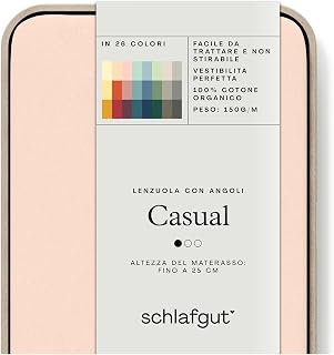 schlafgut Casual Fitted Sheet 180 x 200 cm to 200 x 200 cm, 100% Organic Cotton, Red Light