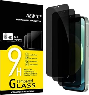 NEW'C 3 Pieces, Privacy Screen Protector for iPhone 12 Mini (5.4 Inches), Privacy Angle 28 Degrees, Ultra Durable 9H Hardness, Bubble Free