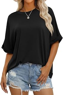 Cicy Bell Women's Oversize T Shirt Round Neck Short Sleeve Tops Summer Casual Loose Fit Tops Blouse