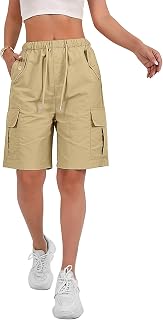 Women's Summer High Waist Bermuda Shorts Casual Fashion Hiking Dresses Knee Length Pants with Pockets 2026