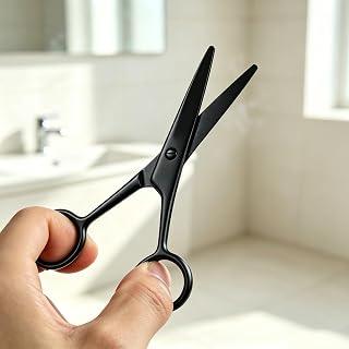 5 Inch Stainless Steel Hair Cutting Scissors, 4.9" x 1.9" x 1.4" Multi-Purpose Grooming Scissors for Hair, Beard, Eyebrow Trimming, Silver/Black/Rainbow/Gold/Rose Gold (Black)