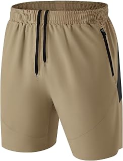 HMIYA Men's Running Shorts Lightweight Sports Shorts Quick Drying Gym Running Shorts with Zip Pocket