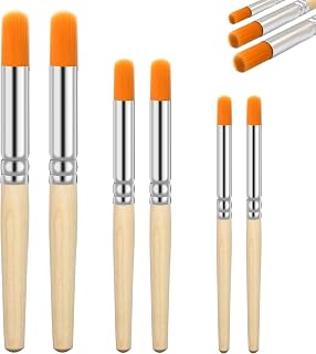 6Pcs Stencil Brushes for Acrylic Paint, Natural Bristle Template Paint Brushes for Stencil Painting Acrylic Oil Water DIY Art Crafts, 3 Sizes