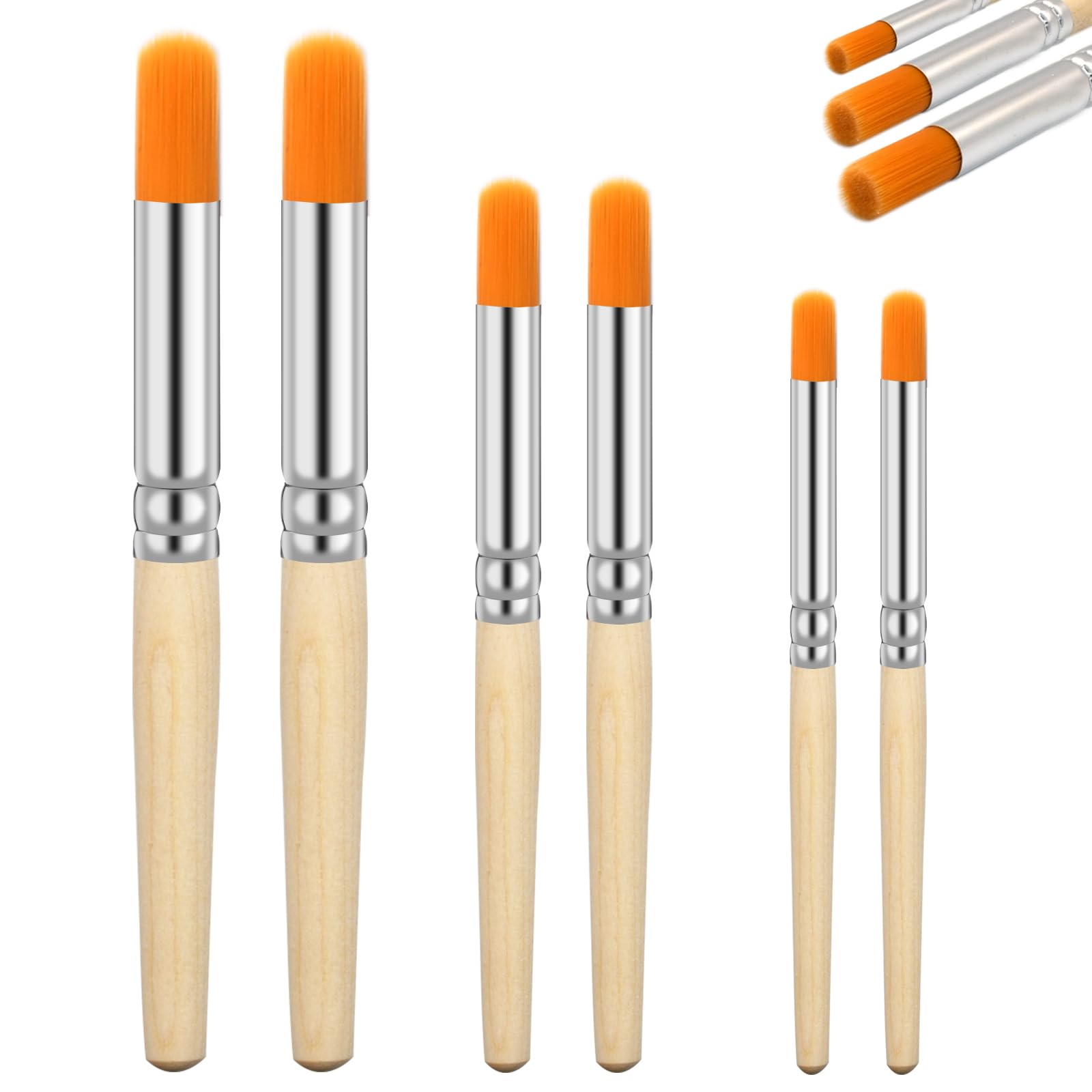 6Pcs Stencil Brushes for Acrylic Paint, Natural Bristle Template Paint Brushes f