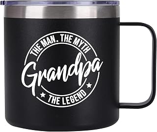 Grandpa Gifts,Best Grandpa Ever Mugs Stainless Steel Tumbler Travel Cups For Birthday Father's Day Christmas 14 Oz