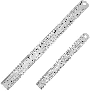 Stainless Steel Ruler Set 12 In (30 CM) + 6 In (15 CM), Metal Rulers Kit | Metal Rulers Durable Heavy-Duty Construction, Perfect Straight Edge for Easy Measurements Drafting, Crafting and Office