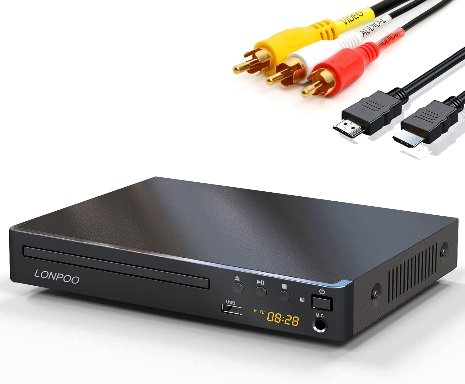 DVD Player with HDMI for TV, LONPOO Region Free DVD Player with Full HD Picture 