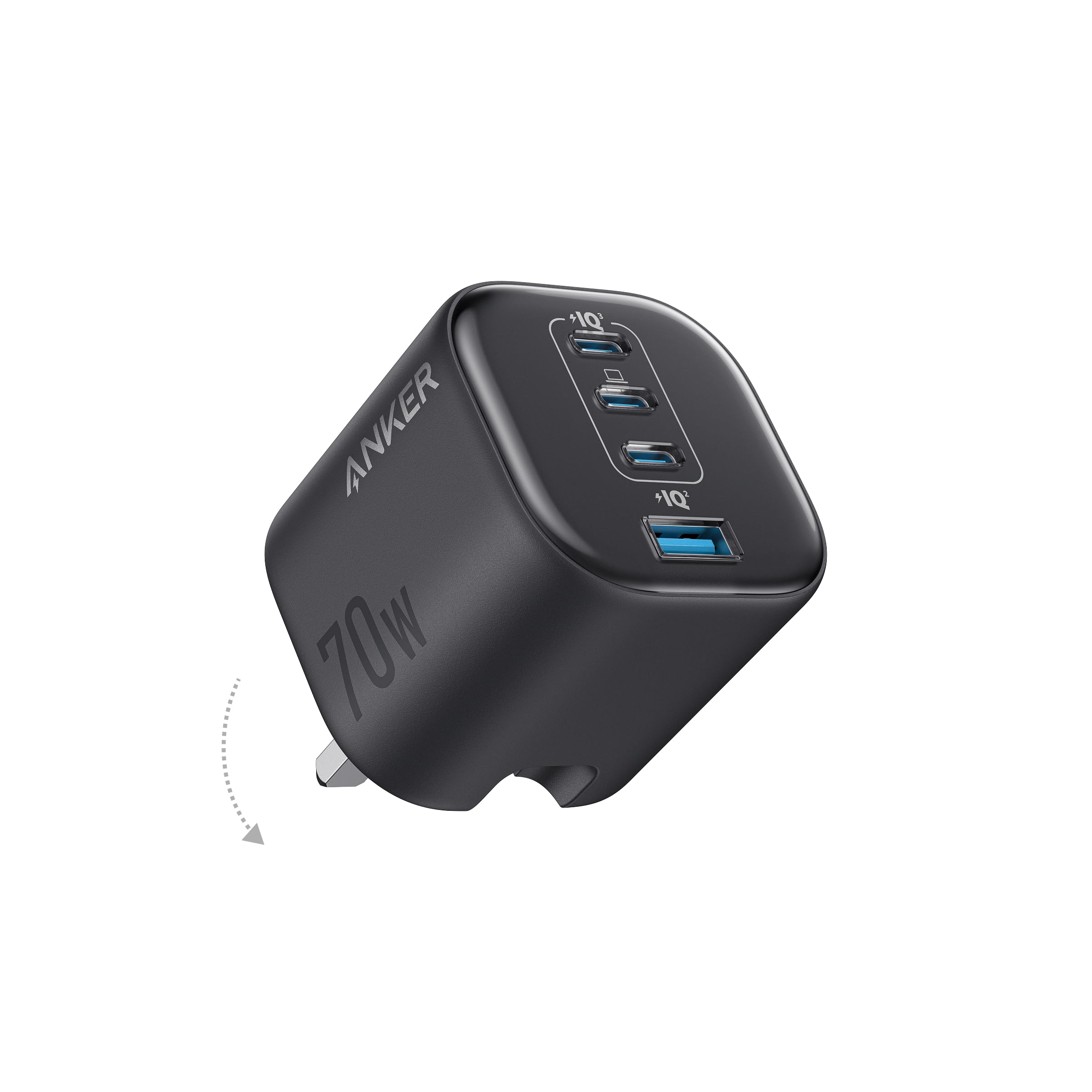Anker Zolo 70W Fast usb c Charger, 4-Port Folable Laptop Adapter Plug | Compact 
