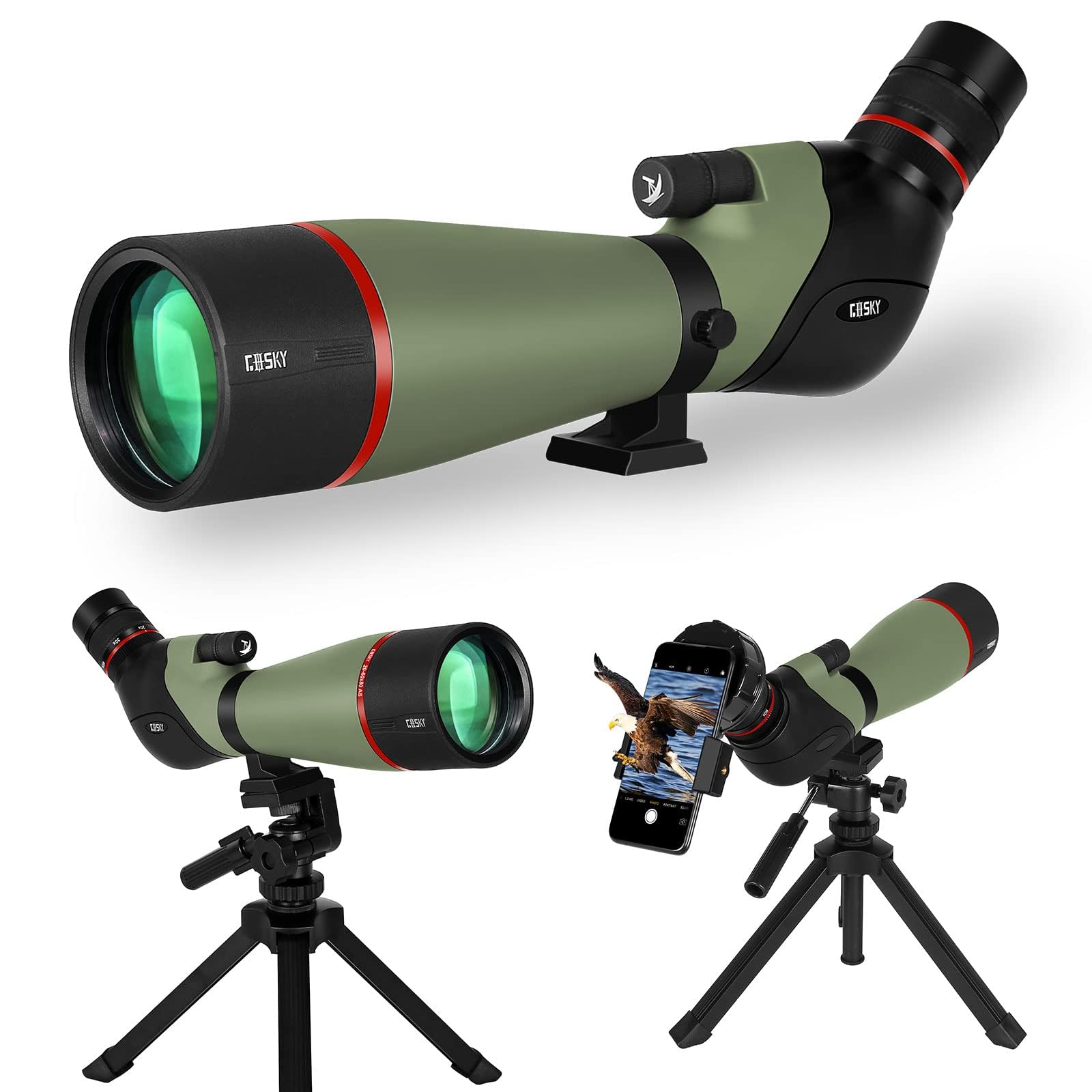 Gosky FalconPro Spotting Scope 20-60x80 Dual Focusing with Tripod | Spotter Scop