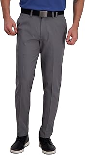 Haggar Cool Right Performance Men's Flex Stria Slim Fit Flat Front Pant