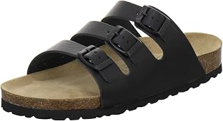 AFS Shoes 2133 Comfortable Women's Leather Mules, Fashionable Sandals, Practical Work Slippers, Handmade in Germany, Navy, Size: