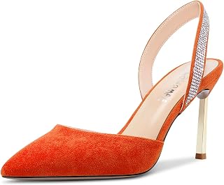 Castamere Women's Stiletto High Heel Pointed Toe Slingback Slip-on Diamond Crystal 8.5 CM Heels