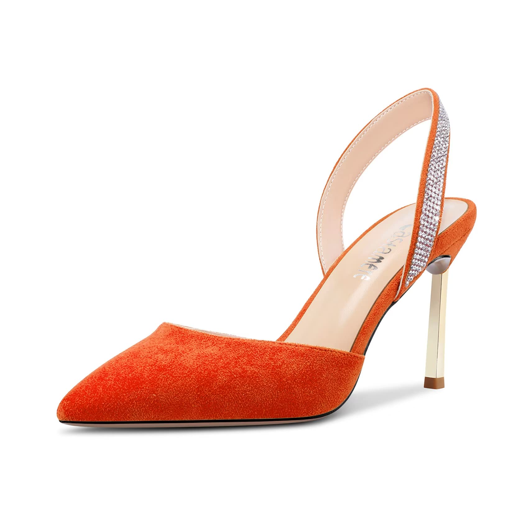 Castamere Women's Stiletto High Heel Pointed Toe Slingback Slip-on Diamond Cryst