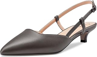 Aachcol Women's Low Kitten Heel Pumps Lace Toe Cap Ankle Strap Slingback Dress Shoes Sandals Office Shoes Party Wedding Matt 3.5 cm