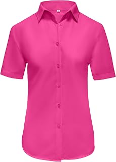 Ruisin Women Soft Modal Wrinkle Free Button Down Short Sleeve Shirts for Work Formal Blouses