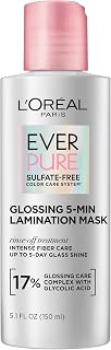 L'Oreal Paris Sulfate Free Glossing Lamination Hair Mask, 5.1 Fl Oz | 5-Minute Rinse-Off Hair Treatment with Glycolic Acid for Glass Shine, Smoothness &amp; Soft Feel, Color Caring, EverPure