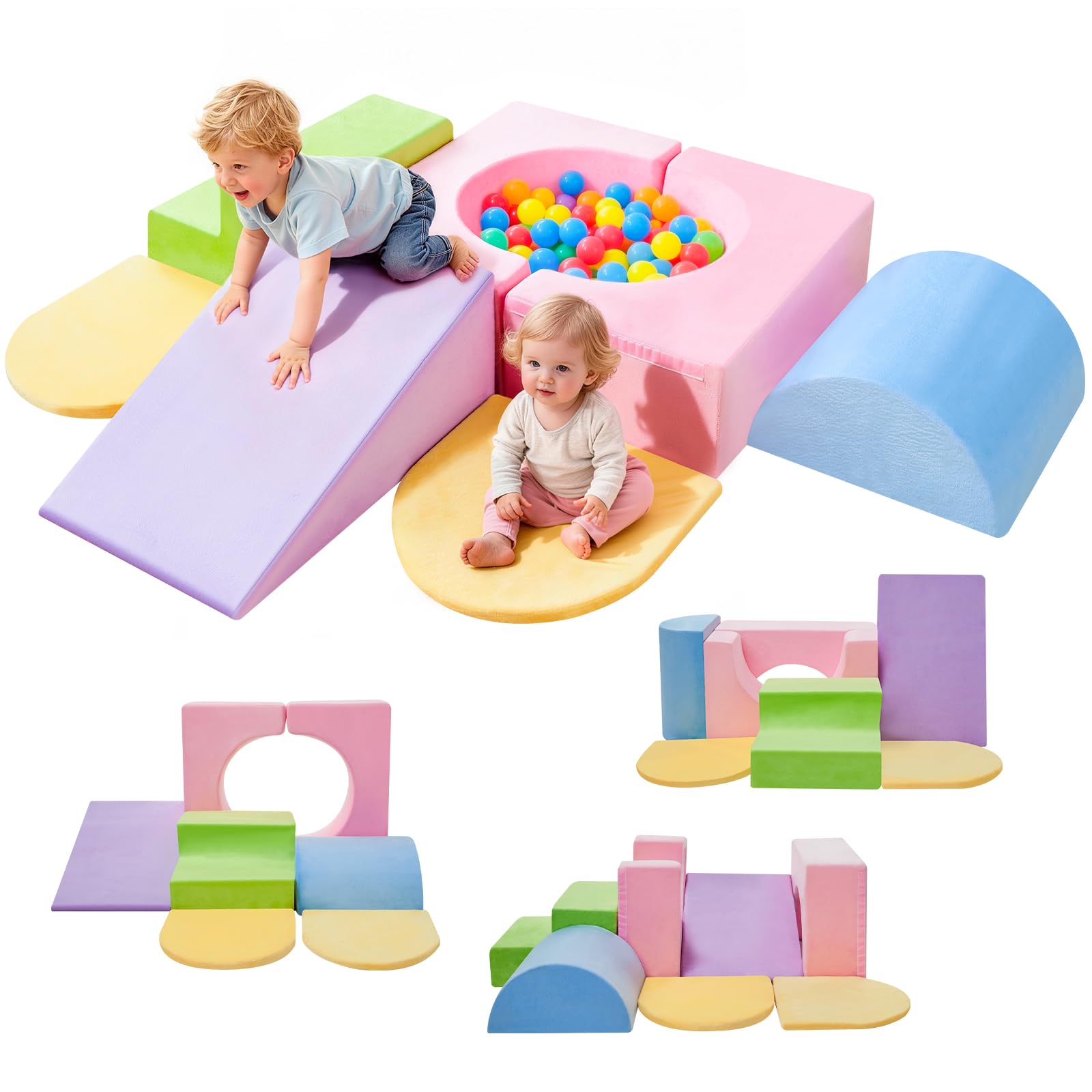IFNOW Soft Toddler Climbing Toys Indoor, Baby Play Foam Blocks for 1-3 | 7-Piece