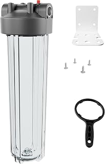 20" x 4.5" Clear Whole House Water Filter Housing | 1" NPT Stainless Steel Ports,Heavy Duty, Clear,Double O-Ring Leak-Proof,Fits All 20x4.5 Filters,Pressure Release Valve