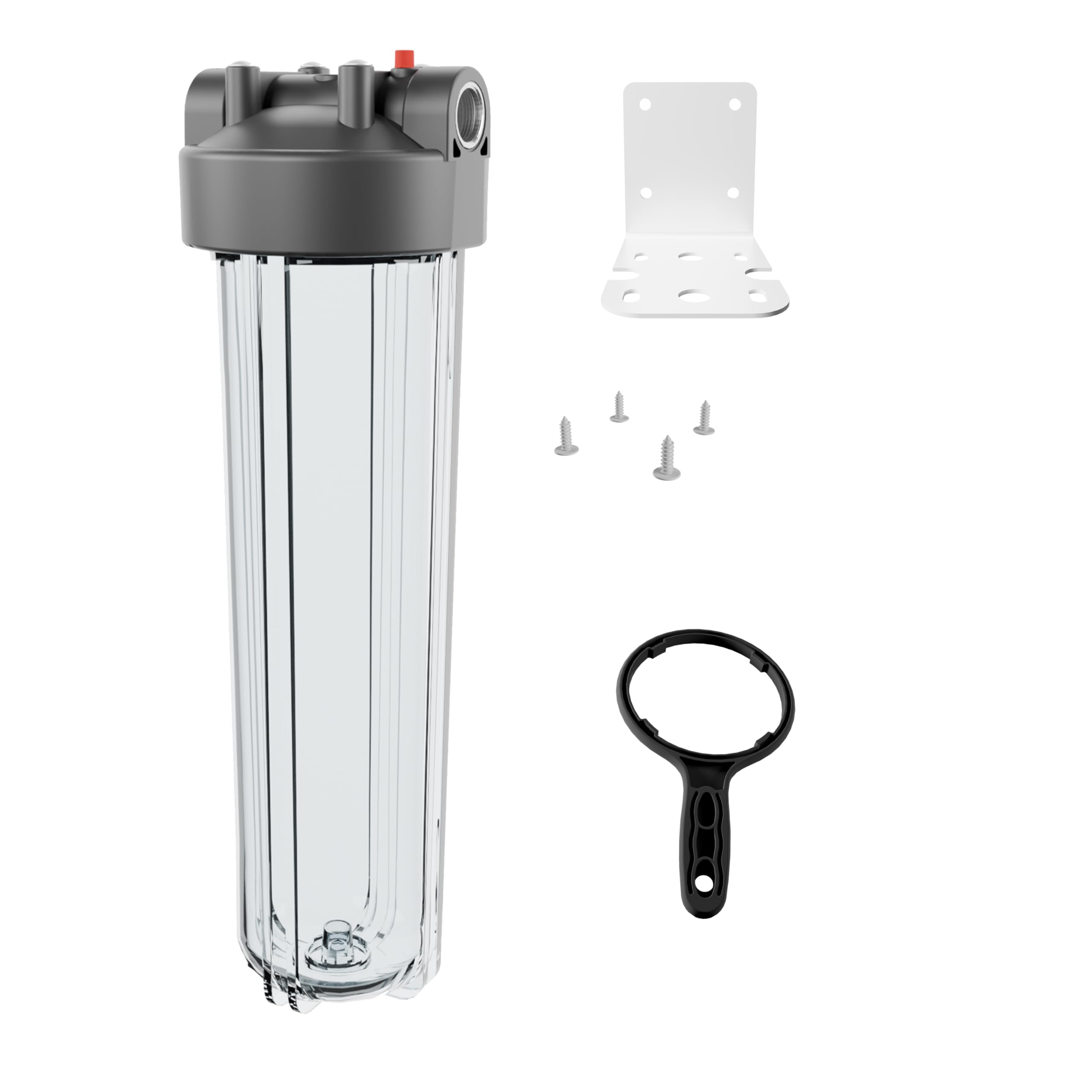 20" x 4.5" Clear Whole House Water Filter Housing | 1" NPT Stainless Steel Ports