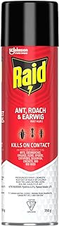 Raid Ant & Roach Insect Killer Spray, Kills on Contact, Indoor, 350g | Kills Ants, Roaches, Earwigs, Fleas, Spiders, Bed Bugs On Contact, Residual Action, No Chemical Odour, Indoor Use